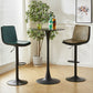 Contemporary Style Leather Adjustable Swivel Bar Stool with Metal Leg
