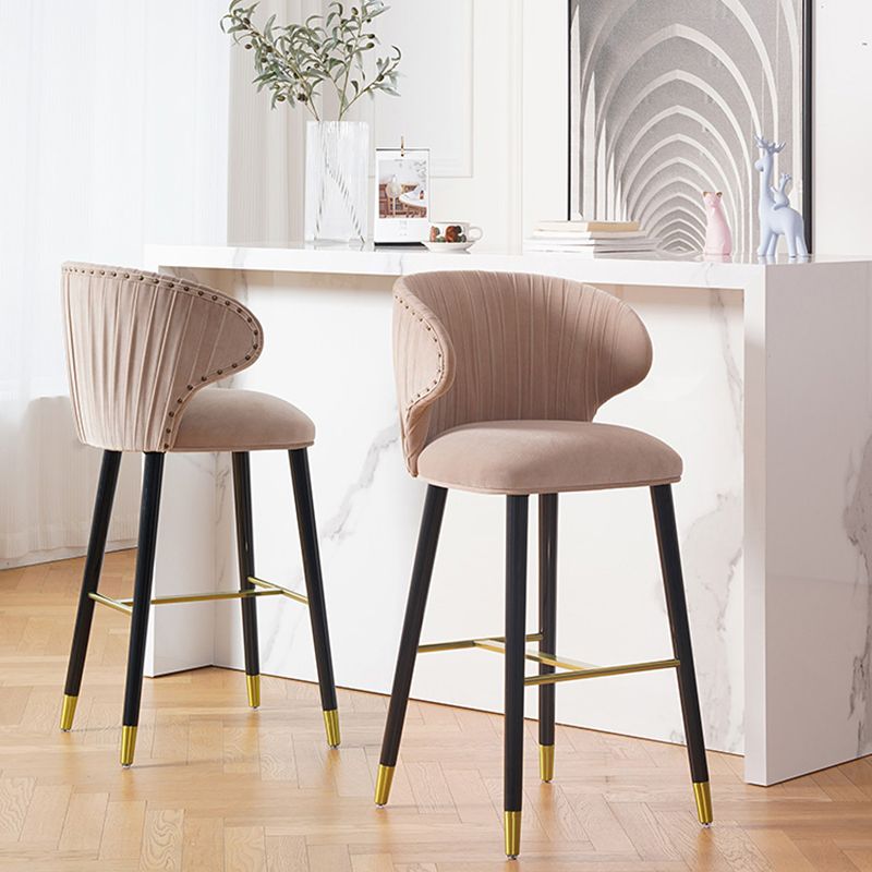 Glam Backrest Bar Stool Upholstered Counter Stool for Bristol with Wooden Legs Clearhalo 'Bar Furniture' 'Bar Stools' 'bar_stools' 'furn' 'furn_bar_stools' 'Furniture' 'Kitchen & Dining Furniture' 1200x1200_48533b12-4738-4c5c-984a-e69d370d6865