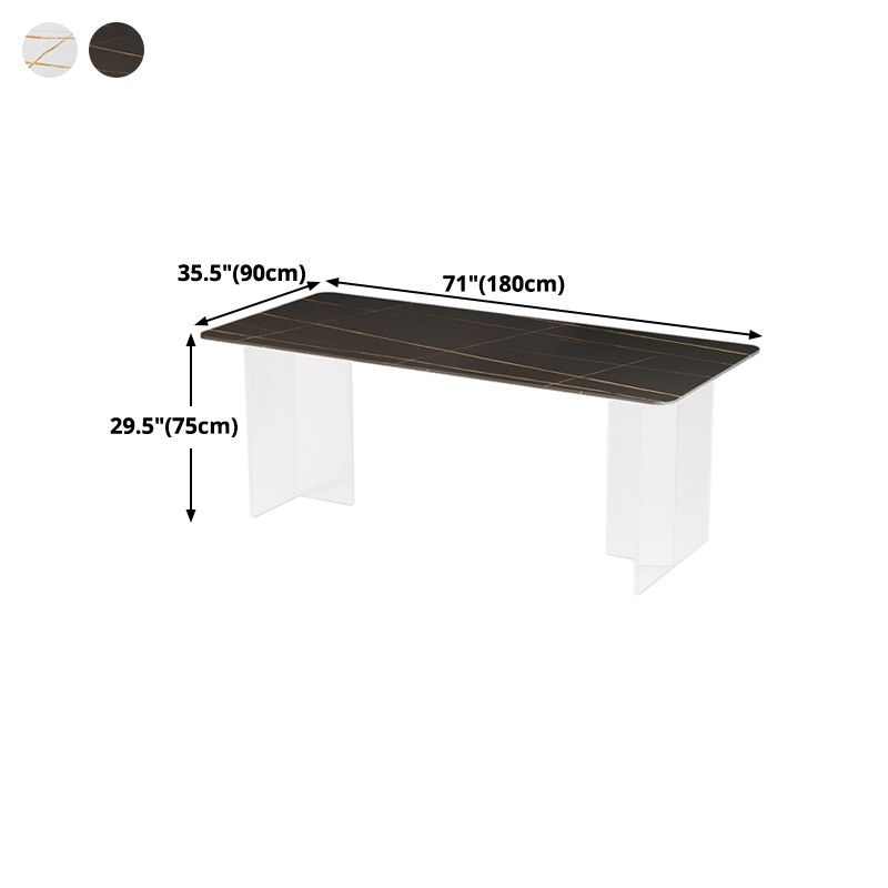 Modern Dining Table Rectangle Stone Top Table with Sled Base Clearhalo ' dining_table' 'Dining Tables & Seating' 'Dining Tables' 'furn' 'furn_dining_table' 'Furniture' 'furniture_dining_table' 'Kitchen & Dining Furniture' 'kitchen&dining_furn' 'kitchen' 'kitchen_dining_table' 1200x1200_4853c3fc-bdab-4f01-b799-10cc0d628d1e