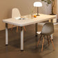 Mesa de comedor blanca plegable moderna con base de trineo de acero para comedor