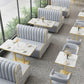 Industrial White Table for Restaurant Dining Table with Metal Base in Gold Clearhalo ' dining_table' 'Dining Tables & Seating' 'Dining Tables' 'furn' 'furn_dining_table' 'Furniture' 'furniture_dining_table' 'Kitchen & Dining Furniture' 'kitchen&dining_furn' 'kitchen' 'kitchen_dining_table' 1200x1200_48548886-51d9-4090-a89d-d6344d6317ce