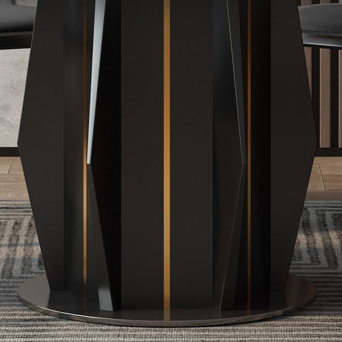 Modern Round Dining Table Sintered Stone Table with Wood Leg for Home