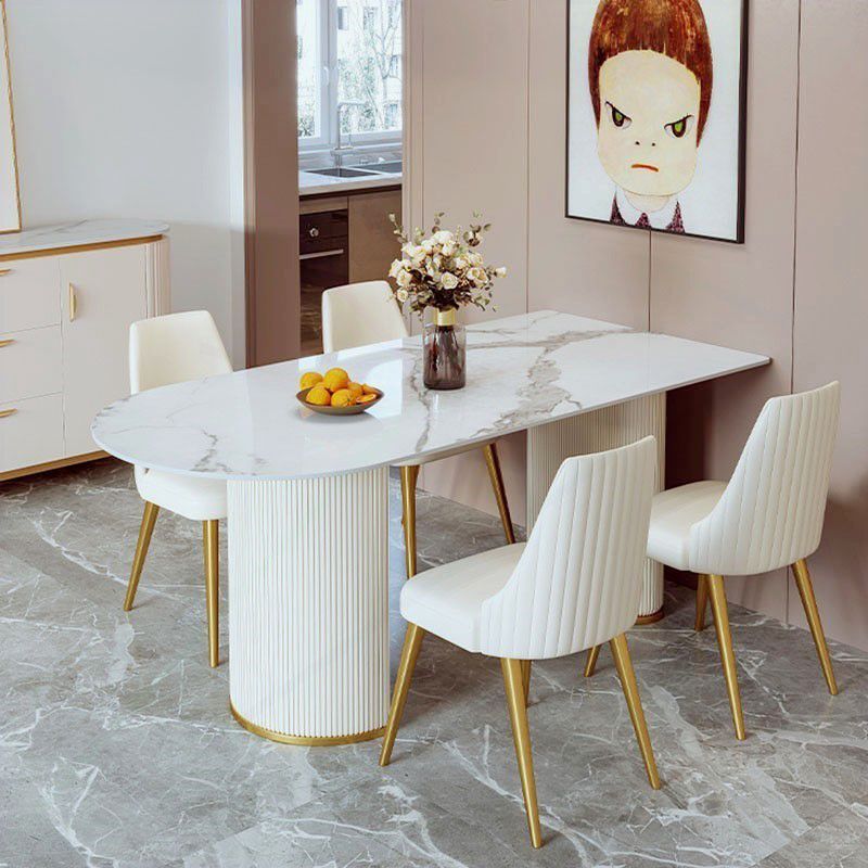 Sintered Stone Fixed Dining Table Luxury Free Form Kitchen Room Clearhalo 'Dining Tables & Seating' 'Dining Tables' 'dining_table' 'furn' 'furn_dining_table' 'Furniture' 'Kitchen & Dining Furniture' 1200x1200_4857b5a3-dee0-4646-9497-1b0cd5b78689