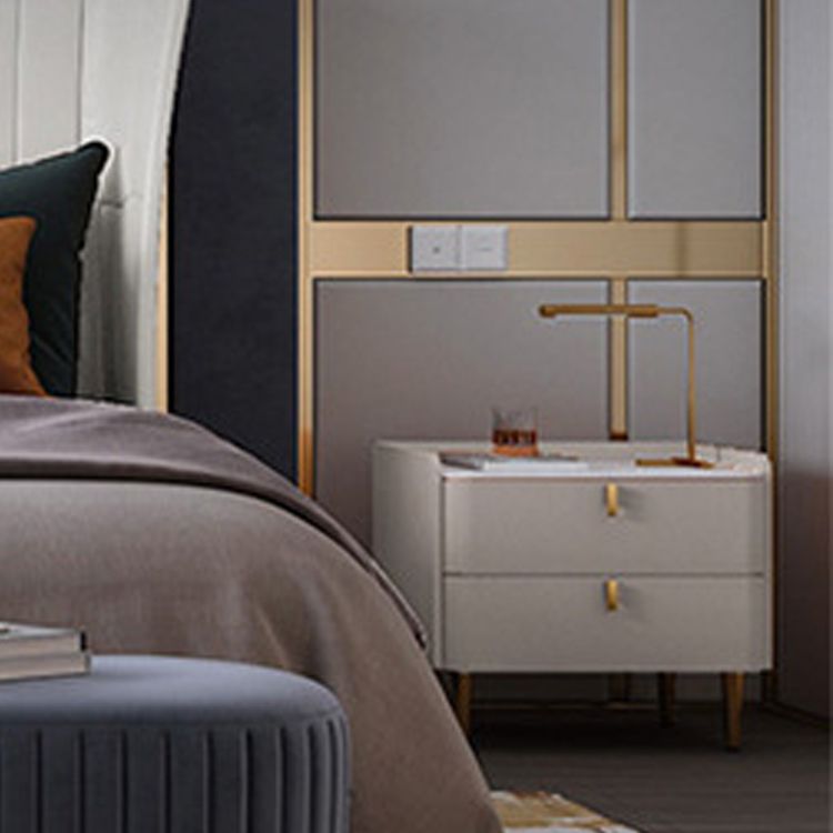 Faux Wood -Nachtschrank Glamakzenttisch Nachttisch mit 2 Schublade