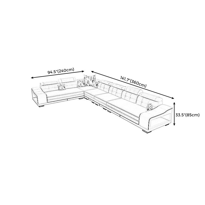 33.46"High Fabric Sloped Arms Sectional Sofa with 2 Cup Holders,White Clearhalo 'furn' 'furn_sectionals' 'Furniture' 'furniture_sectionals' 'Living Room Furniture' 'Sectionals' 1200x1200_485ae24c-d834-4faa-beee-b4b5ef42bbc3