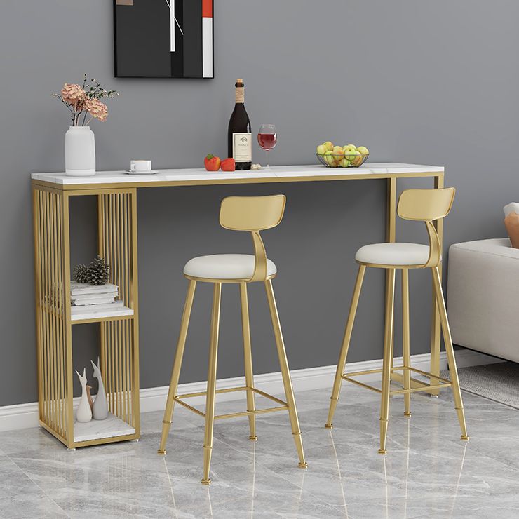 Glam Stone Bar Table Set 1/3 Pieces Rectangle Bar Table with Upholstered Stools Clearhalo 'Bar Furniture' 'furn' 'furn_home_bar_bar_sets' 'Furniture' 'Home Bars & Bar Sets' 'home_bar_bar_sets' 'Kitchen & Dining Furniture' 1200x1200_485b9e7b-857d-4b84-9620-a8e5eccd00d5
