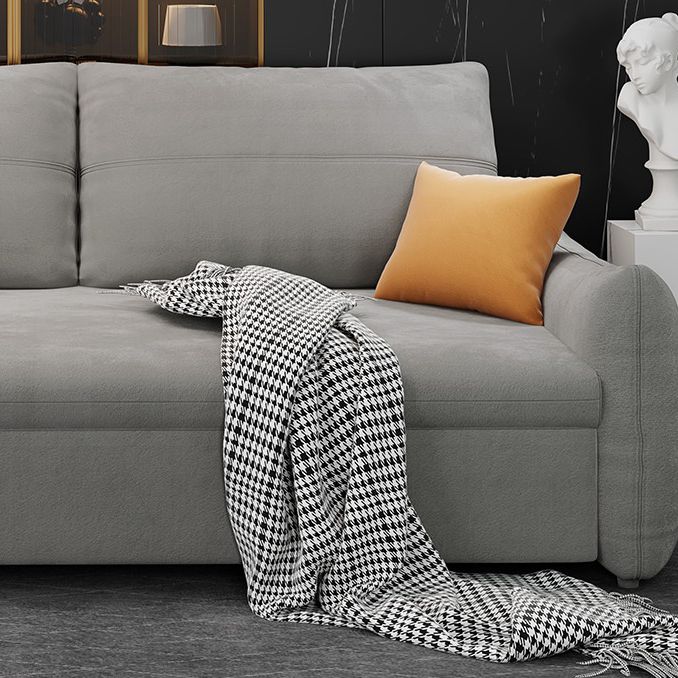 Cama de sofá resistente a manchas estándar de brazo cuadrado contemporáneo en gris