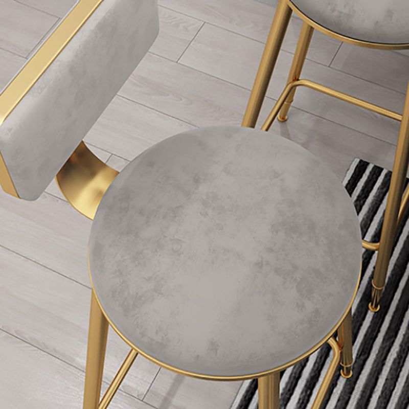 Glam Style Upholstered Barstool Round Bar Height Stool with Gold Frame Clearhalo 'Bar Furniture' 'Bar Stools' 'bar_stools' 'furn' 'furn_bar_stools' 'Furniture' 'Kitchen & Dining Furniture' 1200x1200_485c6ac3-f8c0-4170-a160-d32d33f19a38