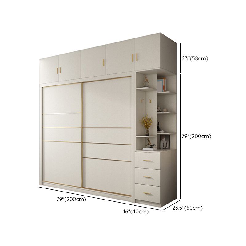白い固形材のワードローブ鎧モダンスライド2ドアワードローブ