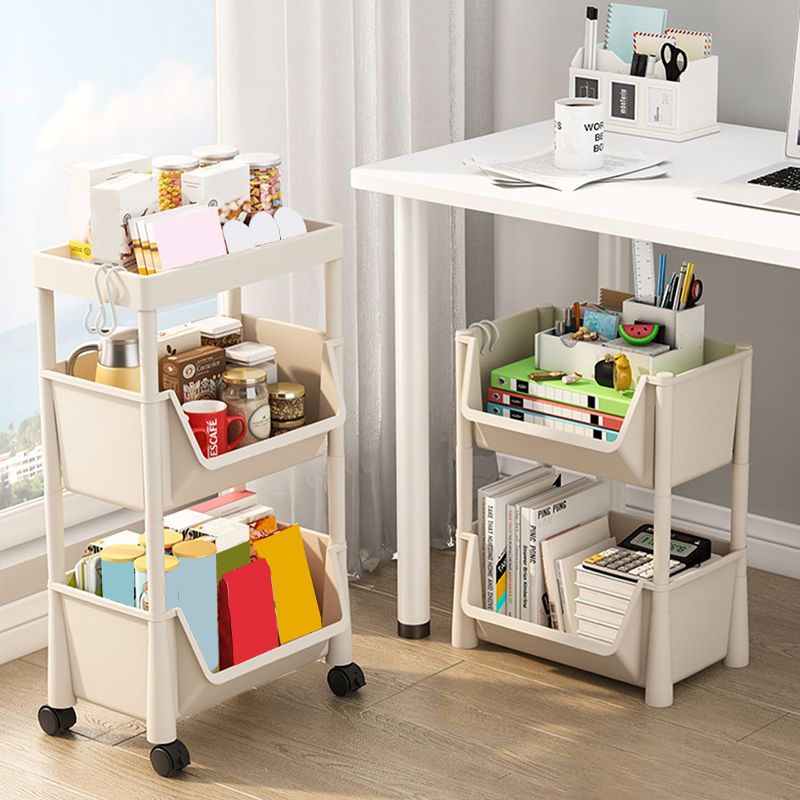 Contemporary Plastic Bookshelf White Standard Shelf Bookcase for Study Room