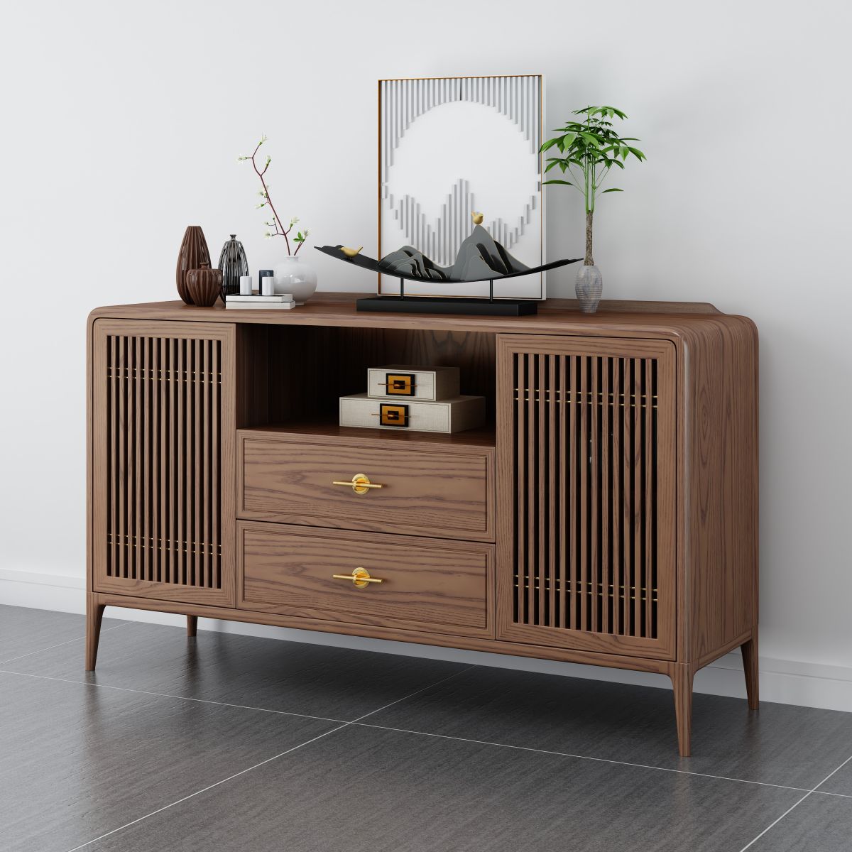 Solid Wooden Sideboard Table 15.7" W √ó35.4" H Living Room Buffet Stand Clearhalo 'buffet_sideboard' 'Buffets & Sideboards' 'furn' 'furn_buffet_sideboard' 'Furniture' 'Kitchen & Dining Furniture' 1200x1200_486039f3-9004-4d3f-9ff8-5cbb788e5ffb