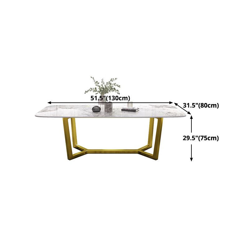 Luxury Sintered Stone Dining Table Rectangle Table with Gold Trestle Base Clearhalo 'Dining Tables & Seating' 'Dining Tables' 'dining_table' 'furn' 'furn_dining_table' 'Furniture' 'Kitchen & Dining Furniture' 1200x1200_486112b9-1558-48c6-9a34-99adafa457d0