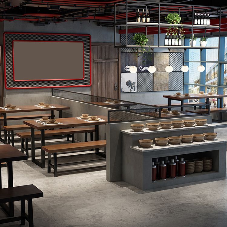 Set di tavoli da pranzo industriale 1/2/3/5 PC Tavolo in legno massiccio con sedie a braccio