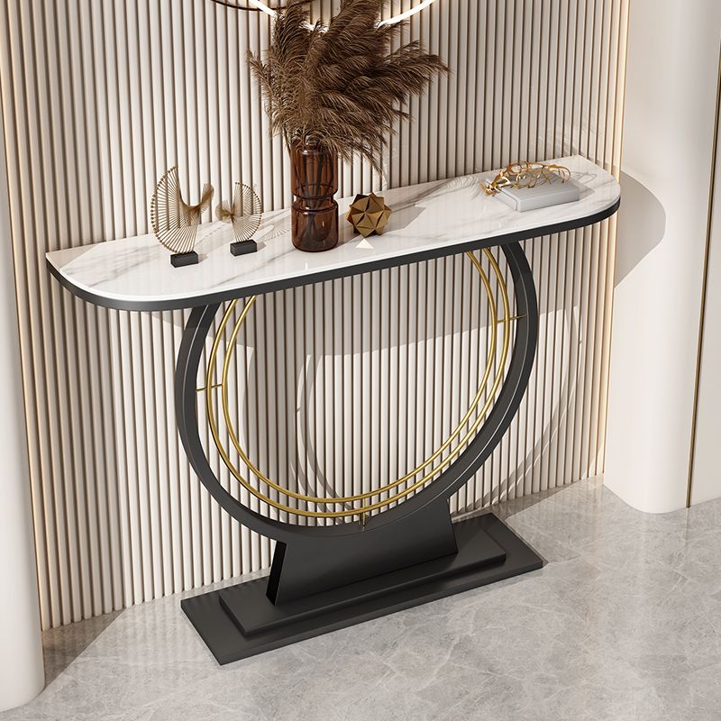 11.8" Wide Stone Console Table Scratch Resistan Console Table Ironcraft Frame Accent Table Clearhalo 'Console Tables' 'console_tables' 'Entry & Mudroom Furniture' 'furn' 'furn_console_tables' 'Furniture' 1200x1200_4866f222-4d7a-427b-8a22-fbf6b44d6225