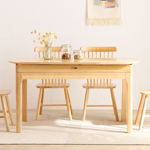 Modern Round Dining Table Brown Solid Wood Drop-Leaf Dining Table with 4 legs Clearhalo ' dining_table' 'Dining Tables & Seating' 'Dining Tables' 'furn' 'furn_dining_table' 'Furniture' 'furniture_dining_table' 'Kitchen & Dining Furniture' 'kitchen&dining_furn' 'kitchen' 'kitchen_dining_table' 1200x1200_486a557a-86a5-4f7c-9d6c-c72f67d94034