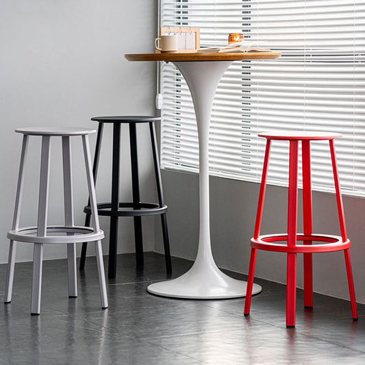 Contemporary Metal Base Backrest Counter High Stool with 4 Legs