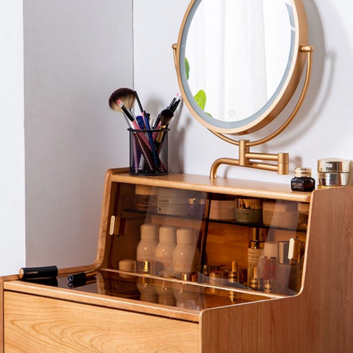 16" Wide Contemporary Vanity Table Solid Wood Make-up Vanity with Drawer Clearhalo 'Bedroom Furniture' 'furn' 'furn_makeup_vanities' 'Furniture' 'Makeup Vanities' 'makeup_vanities' 1200x1200_486ed9d4-02fd-4450-a13b-8836ee6e6d6d