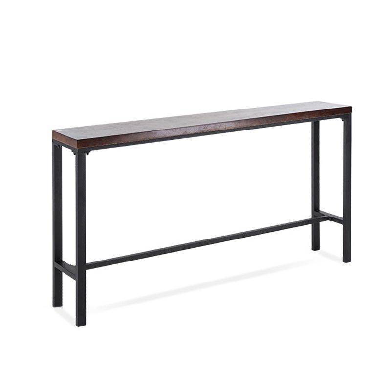 Mesa de bar industrial con tapa de madera maciza y base negra