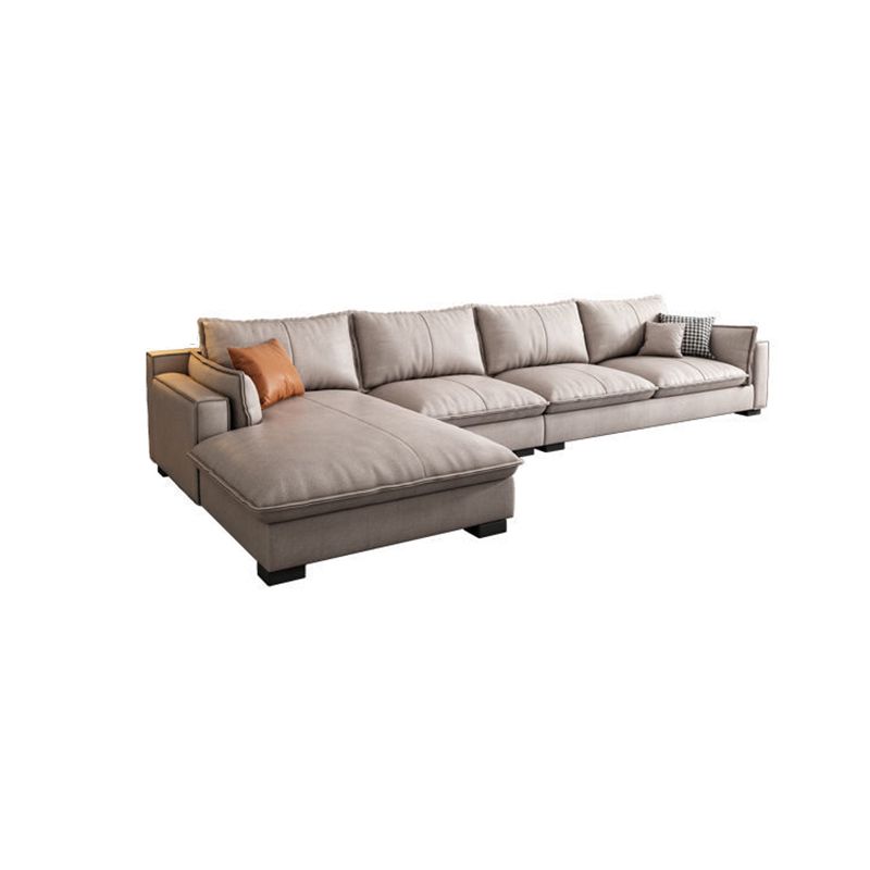 Fronte in pelle in pelle contemporanea braccio quadrato sezionale con cuscini