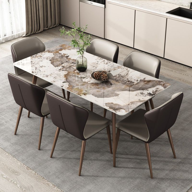 Rectangle Sintered Stone Dining Table Modern Style Dining Room Table Clearhalo 'Dining Tables & Seating' 'Dining Tables' 'dining_table' 'furn' 'furn_dining_table' 'Furniture' 'Kitchen & Dining Furniture' 1200x1200_487322b9-2074-4a0c-91d7-182b38dce904