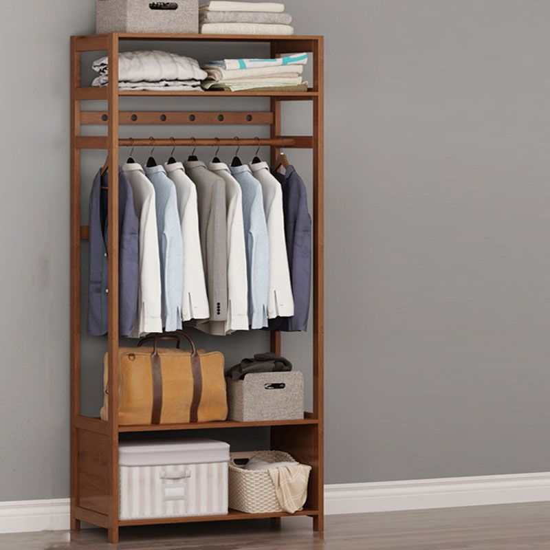 Zeitgenössische Holzattrack Hängende Schiene und Regale Aufbewahrungsbleiderbügel