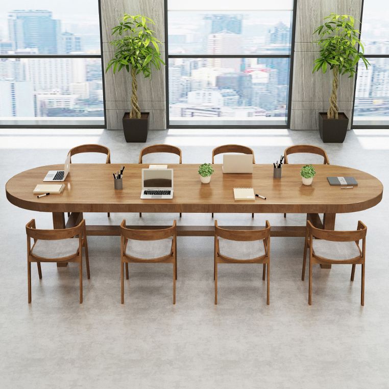 Contemporary Office Writing Desk Solid Wood Oval Writing Desk Clearhalo 'furn' 'furn_office_desk' 'Furniture' 'furniture_office_desk' 'Office Desks' 'Office Furniture' 'office_desk' 1200x1200_4875658e-4438-48a4-a85f-3b50b70c18f8