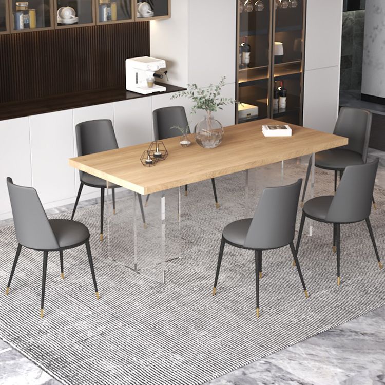 Modern Solid Wood Tabletop Dining Table for Small Space Acrylic Base Clearhalo 'Dining Tables & Seating' 'Dining Tables' 'dining_table' 'furn' 'furn_dining_table' 'Furniture' 'Kitchen & Dining Furniture' 1200x1200_48771b03-7d6b-44ec-9806-11da07b7ad82
