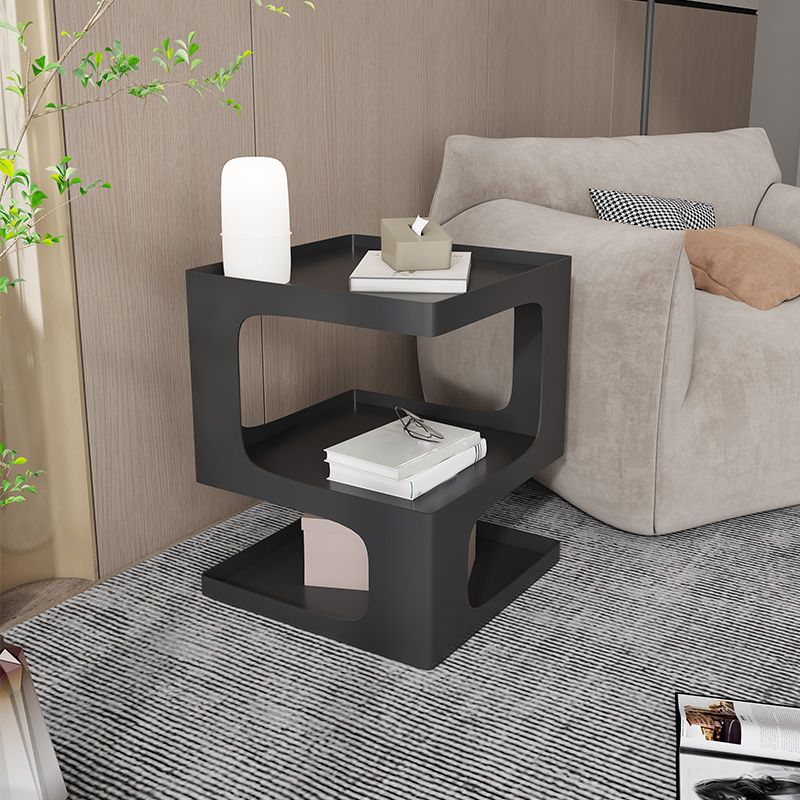 Contemporary Sofa Side Accent Table Metal Square with Storage Block Living Room Clearhalo 'Coffee & Accent Tables' 'End & Side Tables' 'end_side_tables' 'furn' 'furn_end_side_tables' 'Furniture' 'Living Room Furniture' 1200x1200_48779549-646c-4390-9800-df8158ee7768