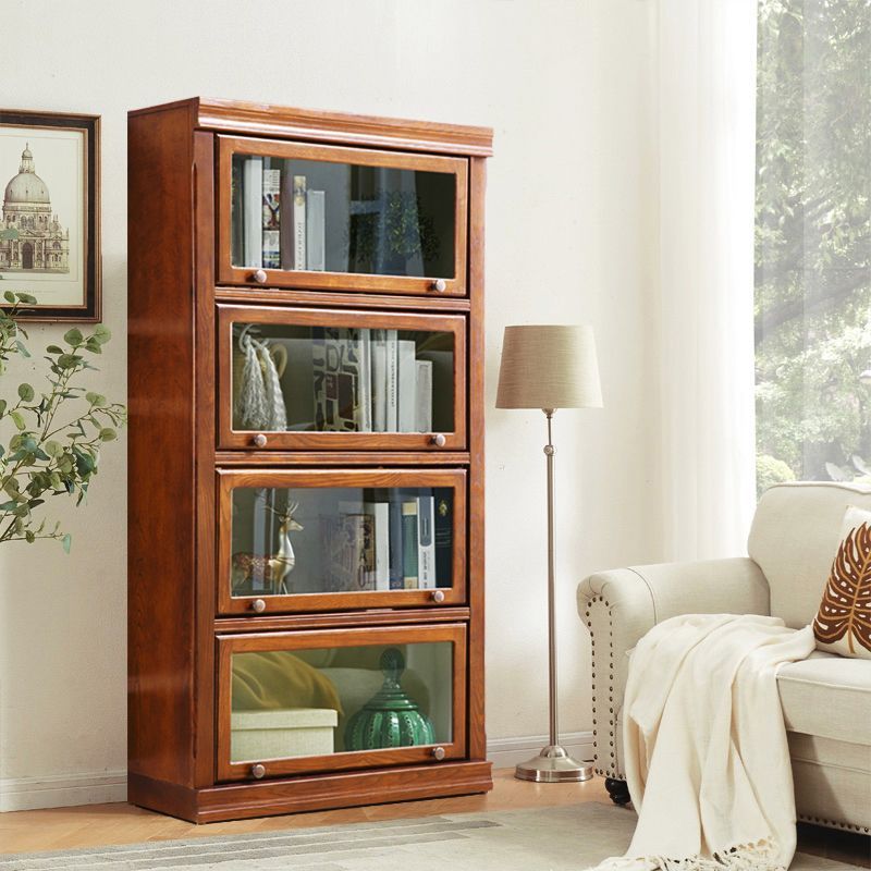 Wooden Barrister Bookcase Contemporary Closed Back Bookcase with Doors for Home Office Clearhalo 'Bookcases' 'furn' 'furn_bookcases' 'Furniture' 'furniture_bookcases' 'kitchen' 'kitchen_bookcases' 'Living Room Furniture' 'Office Furniture' 1200x1200_487858de-d2fc-4c37-a417-3de91c882520