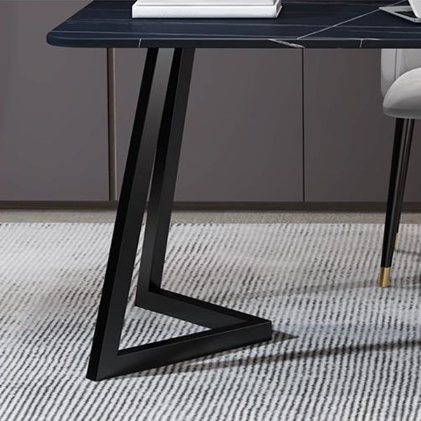 Modern Style Rectangle Stone Furniture Double Pedestal Dining Room Collection Clearhalo ' dining_table' 'Dining Tables & Seating' 'Dining Tables' 'furn' 'furn_dining_table' 'Furniture' 'furniture_dining_table' 'Kitchen & Dining Furniture' 'kitchen&dining_furn' 'kitchen' 'kitchen_dining_table' 1200x1200_487a7361-4326-405a-9bd9-11f063881dbf