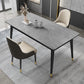Mesa de comedor de piedra rectángulo Metal de 4 patas de 4 patas Mesa de comedor para sala de estar