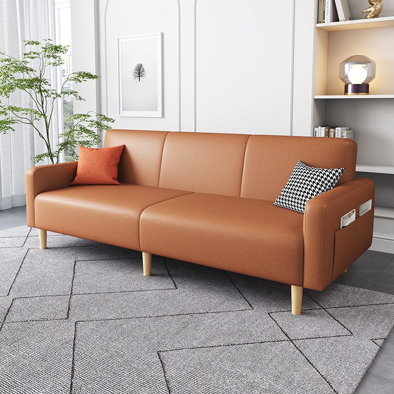 Contemporary Square Arm Sofa Couch Faux Leather/Linen Settee Couch Clearhalo 'furn' 'furn_sofas' 'Furniture' 'Living Room Furniture' 'Sofa' 'sofas' 1200x1200_487d9071-cf35-4170-b2f3-bfe2f9de05b6