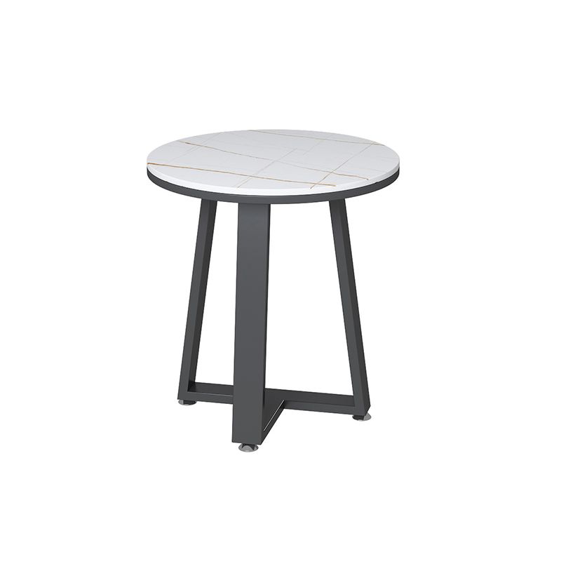 Glam Metal Cross Legs Coffee Table Slate Top Round Coffee Table