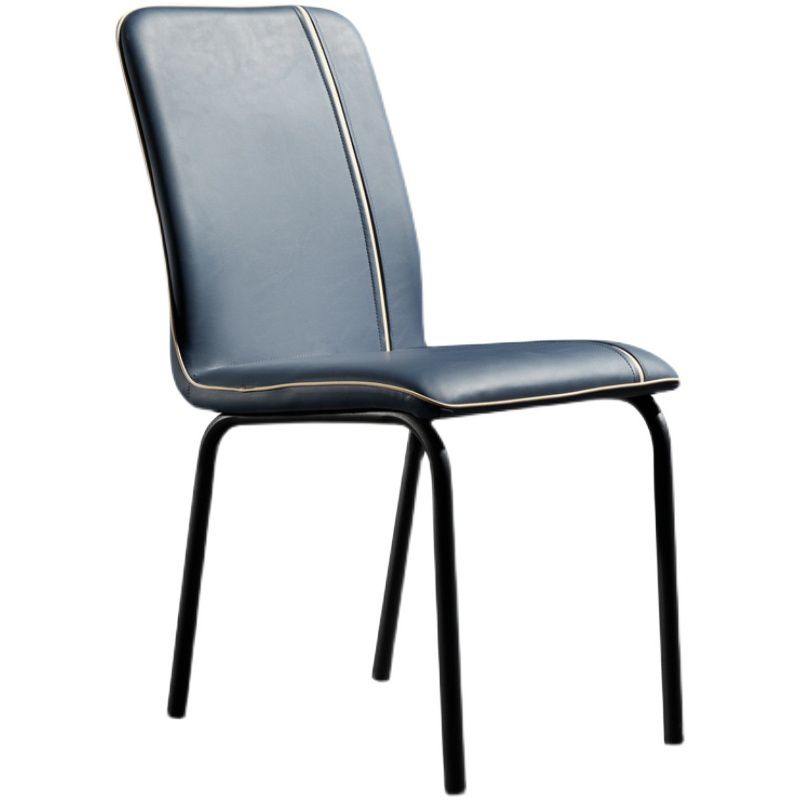 Contemporary Style Leather Dining Chair Kitchen Armless Chair with Metal Legs Clearhalo ' kitchen&dining_furn' 'Dining Chairs' 'Dining Tables & Seating' 'dining_chair' 'furn' 'furn_dining_chair' 'Furniture' 'furniture_dining_chair' 'Kitchen & Dining Furniture' 'kitchen' 1200x1200_487e7f3b-2db4-4deb-ab26-b7613958ac3e