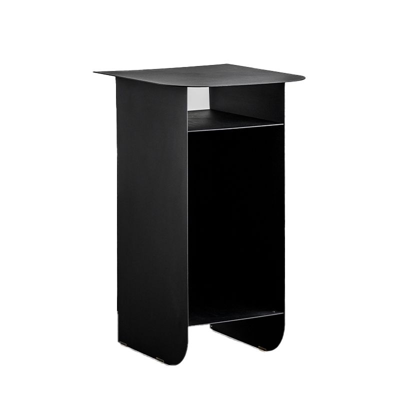 Mid-Century Rectangular Side Table Sled End Table with Shelves