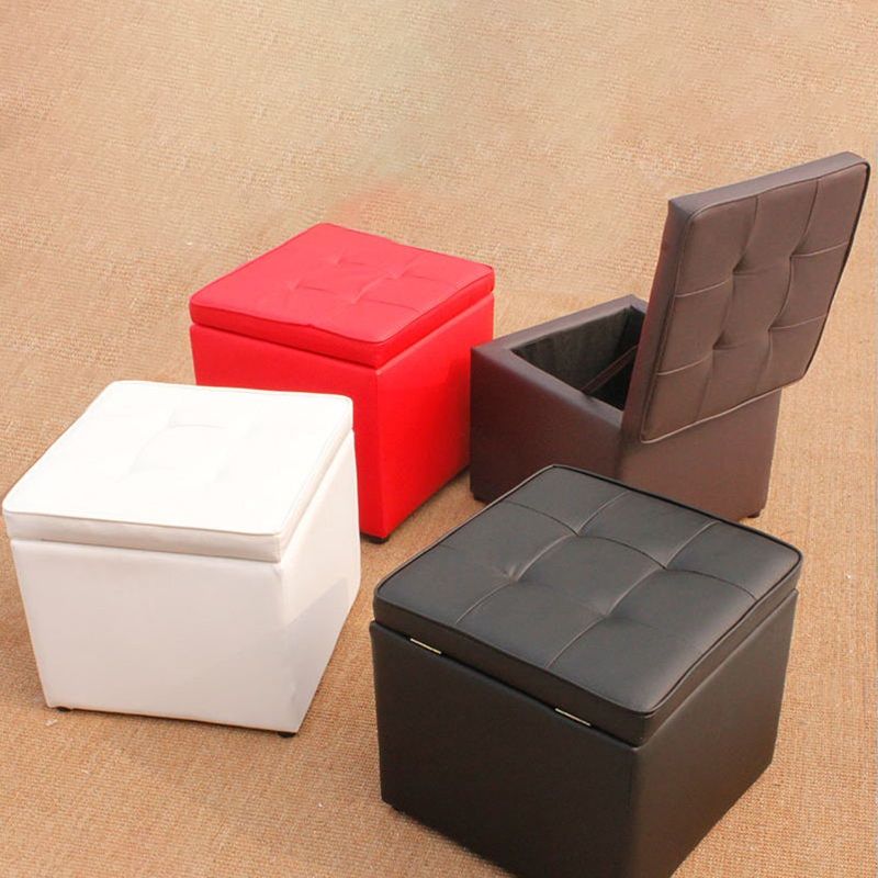 Tufted Mildew Resistant Ottoman Faux Leather Square Mid-Century Modern Cube Ottoman Clearhalo 'furn' 'furn_ottomans_poufs' 'Furniture' 'Living Room Furniture' 'Ottomans & Poufs' 'ottomans_poufs' 1200x1200_487fbe98-e6df-4f88-a3f3-85eaf3f1cb94