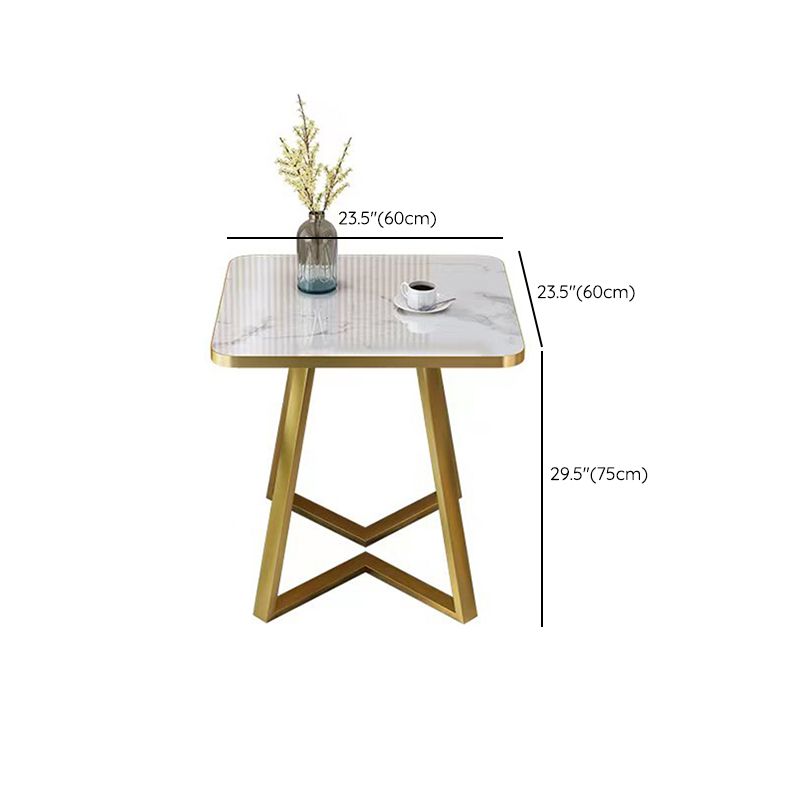 Glam Stone Square White Dining Table Metal Base for Dining Room Clearhalo 'Dining Tables & Seating' 'Dining Tables' 'dining_table' 'furn' 'furn_dining_table' 'Furniture' 'Kitchen & Dining Furniture' 1200x1200_4880195a-bcfc-4225-a6a5-f3b2f4e275b8