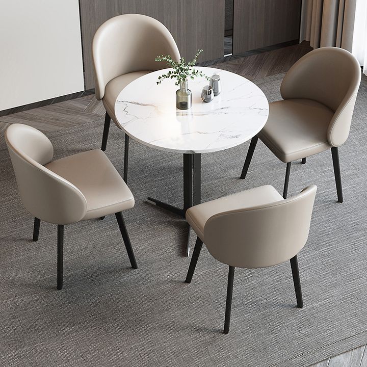 Chaises de salle à manger de cuisine en simili cuir, chaises contemporaines avec pieds en métal noir