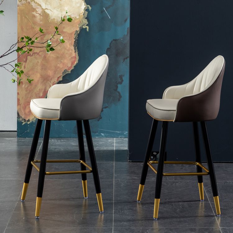 Contemporary Metal Leather Bar Stools Indoor Barstool with Footrest and Low Back Clearhalo 'Bar Furniture' 'Bar Stools' 'bar_stools' 'furn' 'furn_bar_stools' 'furniture_bar_stools' 'Kitchen & Dining Furniture' 'kitchen&dining_furn' 'kitchen' 'kitchen_furn' Furniture' 1200x1200_48823d70-42dc-4806-84ea-b787d16654ef