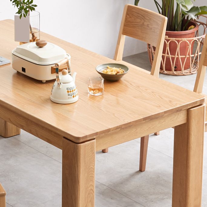 Rectangle 4 Legs Dining Table Solid Wood Dining Table in Natural and Walnut Clearhalo 'Dining Tables & Seating' 'Dining Tables' 'dining_table' 'furn' 'furn_dining_table' 'Furniture' 'Kitchen & Dining Furniture' 1200x1200_4882d5dd-3028-474b-a85b-91e339994454