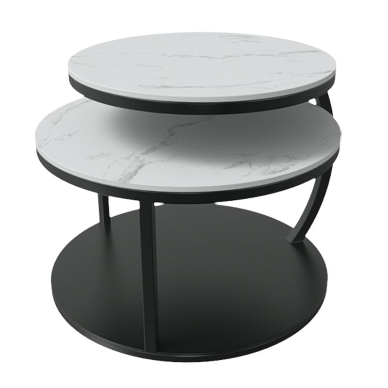 Contemporary Coffee Table Round Stone Top Extendable Coffee Cocktail Table Clearhalo 'Coffee & Accent Tables' 'Coffee Tables' 'coffee_tables' 'furn' 'furn_coffee_tables' 'Furniture' 'Living Room Furniture' 1200x1200_48853a15-7f32-4568-845a-bb6a2f5d0619