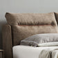 Espresso Down Panel Bed Contemporary Standard Bed with Upholstered Headboard