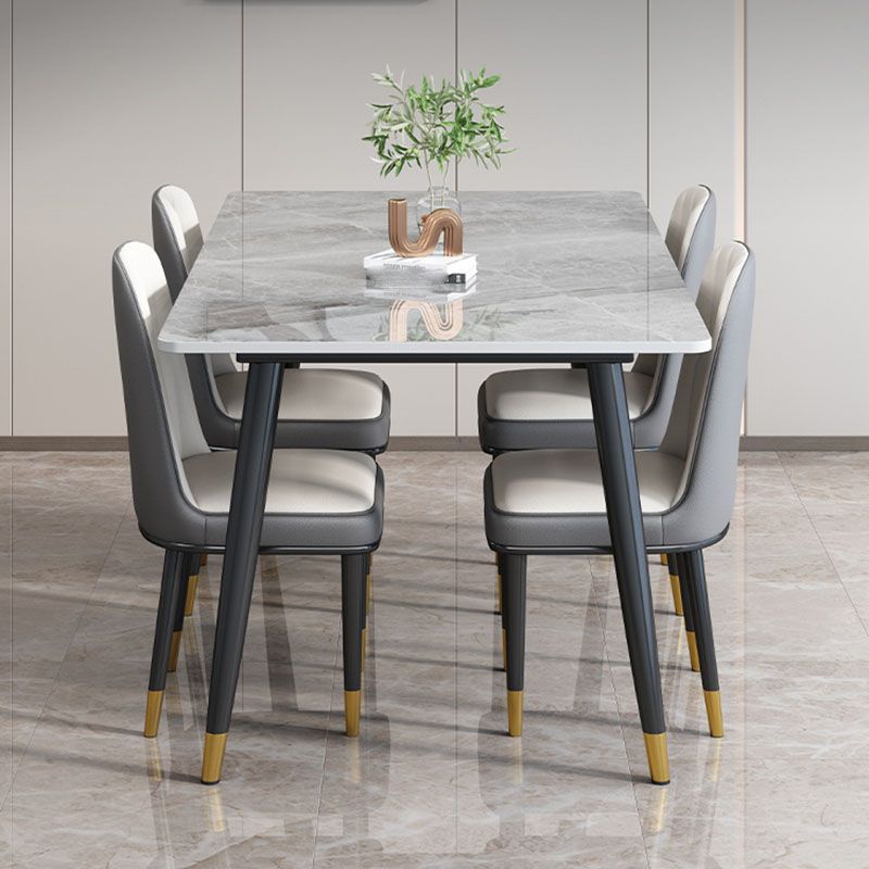 Modern 4 Legs Dining Table Sintered Stone Dinner Table for Dining Room Clearhalo 'Dining Tables & Seating' 'Dining Tables' 'dining_table' 'furn' 'furn_dining_table' 'Furniture' 'Kitchen & Dining Furniture' 1200x1200_488685b9-7f88-4079-8a88-9c51e9c6ef4e