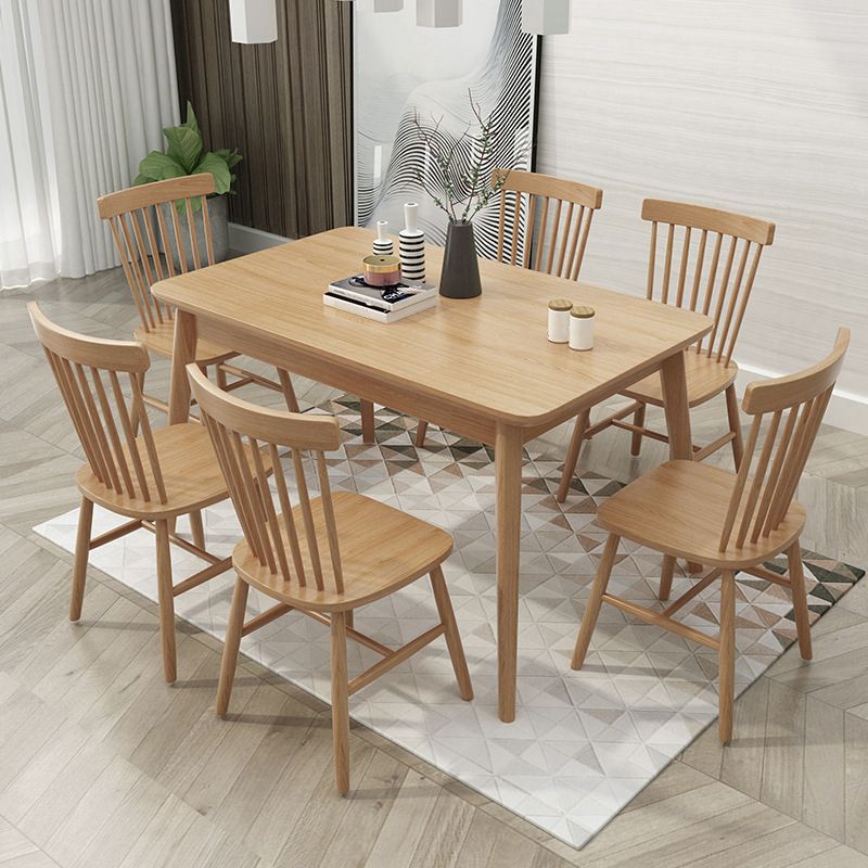 Rectangle Wood Dining Table Modern Rubber Wood Table in Nature/Walnut with 4 Legs Clearhalo ' dining_table' 'Dining Tables & Seating' 'Dining Tables' 'furn' 'furn_dining_table' 'Furniture' 'furniture_dining_table' 'Kitchen & Dining Furniture' 'kitchen&dining_furn' 'kitchen' 'kitchen_dining_table' 1200x1200_488712b0-c443-4879-b999-beeff7b16be4