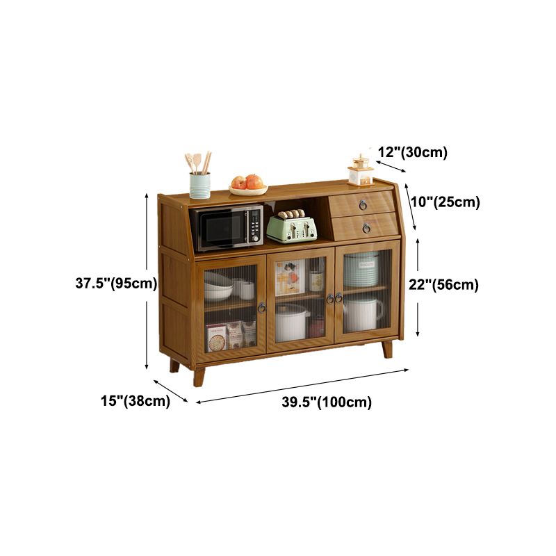 Moderner Bambus 37,4 "H Sideboard Buffet Esszimmer Buffet Server in Brown