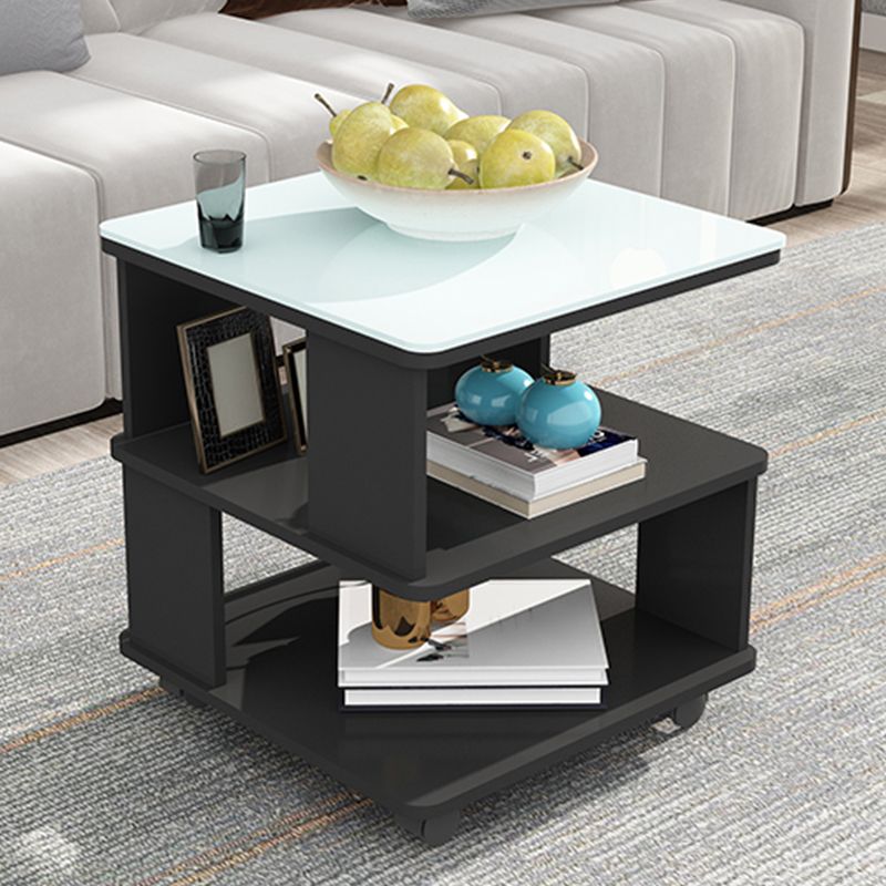 Quadrato con le ruote tavolino in legno da 19,69 "tavolo da fine