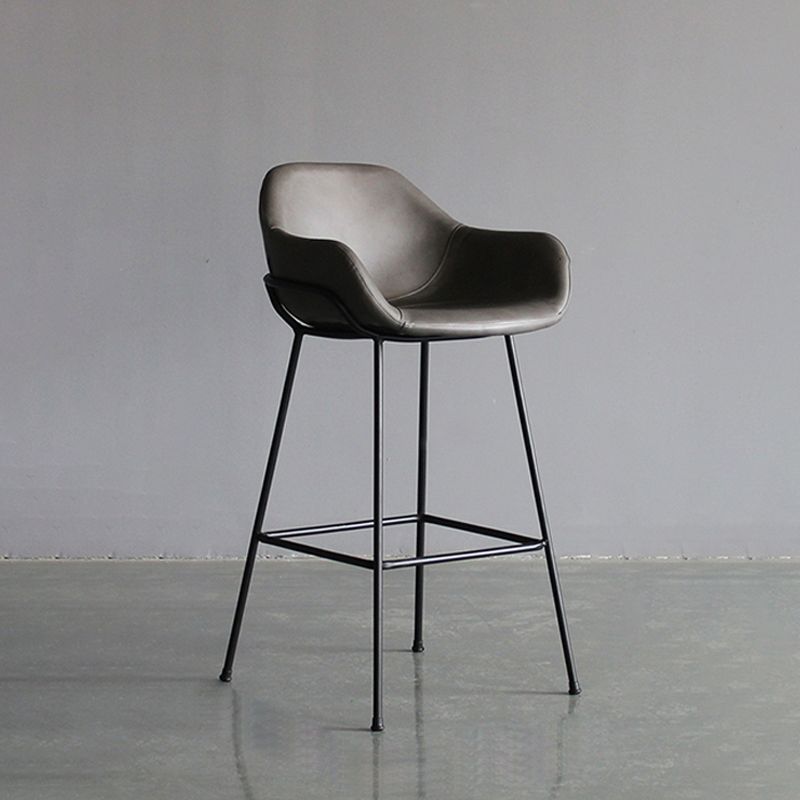 Contemporary Leather Armed Barstool Matte Finish Footrest Low Back Stool Clearhalo 'Bar Furniture' 'Bar Stools' 'bar_stools' 'furn' 'furn_bar_stools' 'Furniture' 'furniture_bar_stools' 'Kitchen & Dining Furniture' 1200x1200_488baa24-a764-40cc-b92d-d6834c39c7c4