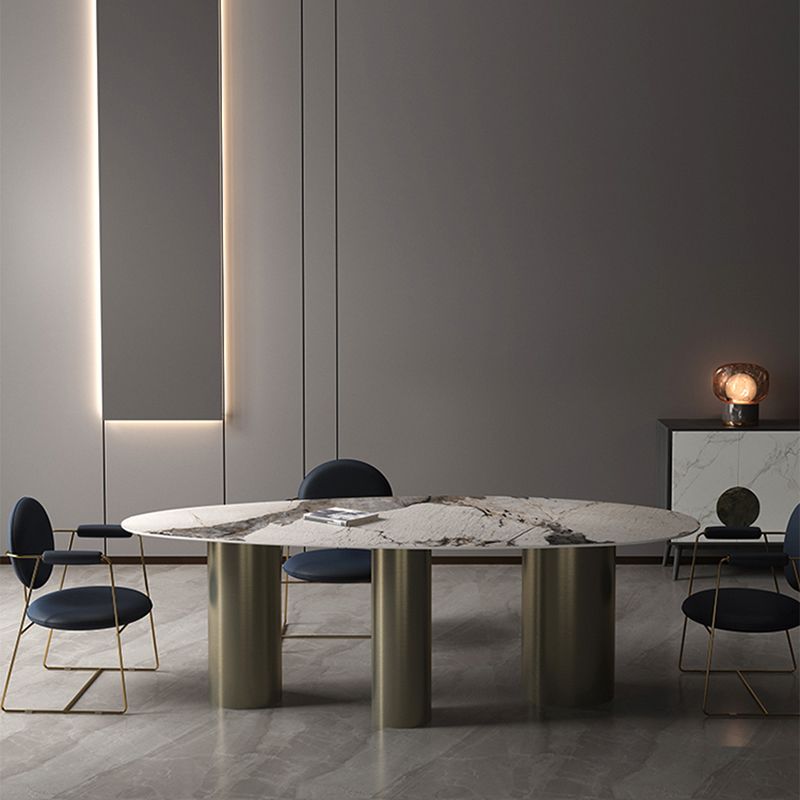 Glam 1/2/3/4/6/7 Pieces Dining Set Oval Shape Sintered Stone Dining Table Set Clearhalo 'Dining Room Sets' 'Dining Tables & Seating' 'dining_room_set' 'furn' 'furn_dining_room_set' 'Furniture' 'furniture_dining_room_set' 'Kitchen & Dining Furniture' 1200x1200_488c0618-b759-476c-bafe-9b1562fccac9