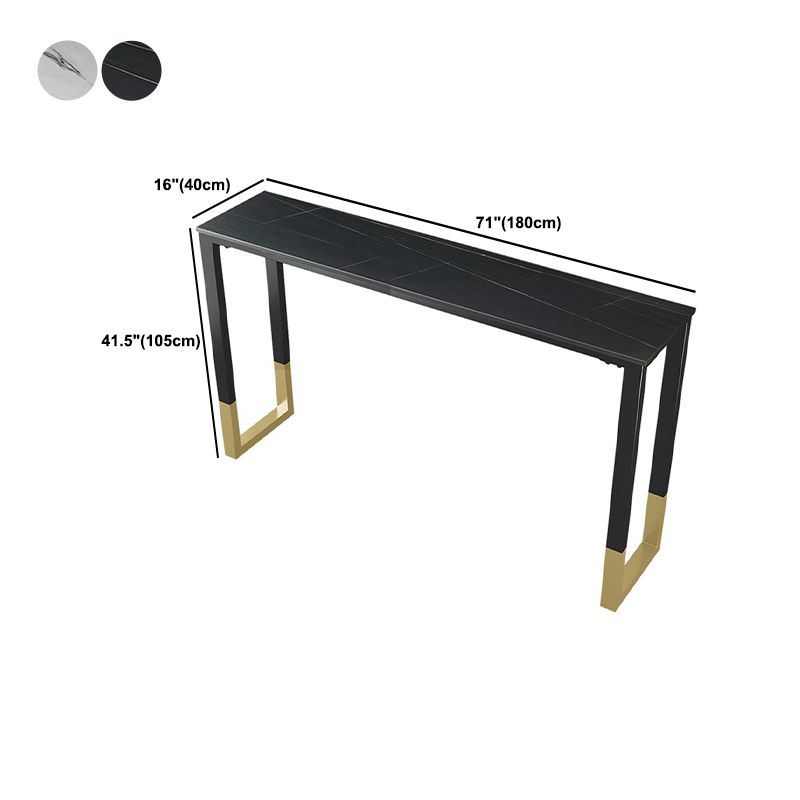 Glam Style Bar Tabel 42-inch Hoogte Stone Top Bistro Tafel met gouden voetstuk