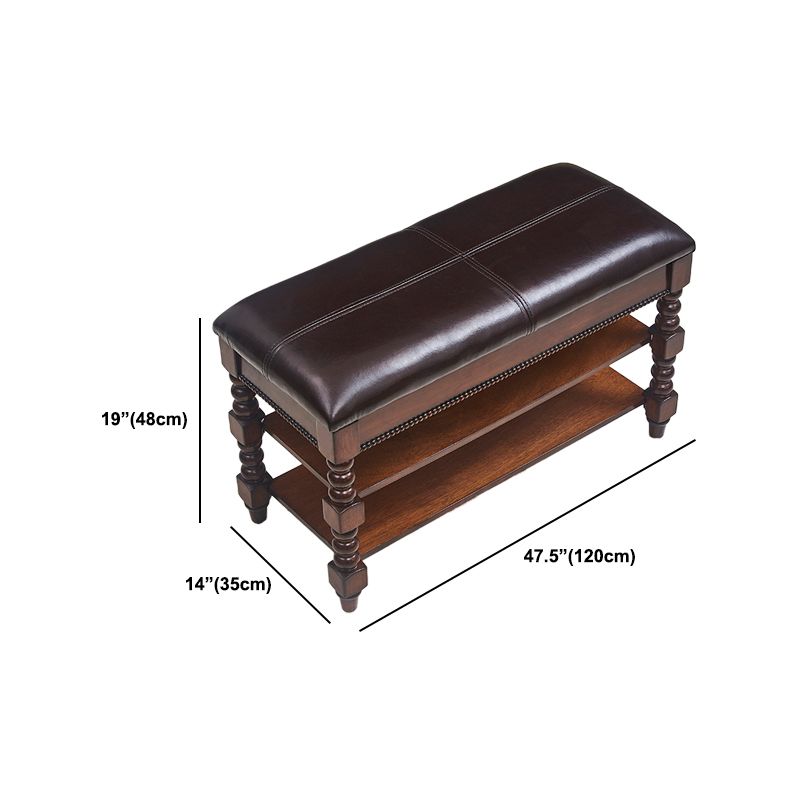 Rectangle 18.9"H Brown Entryway Bench Traditional Upholstered Seating Bench with Storage Clearhalo 'Benches' 'Chairs & Seating' 'furn' 'furn_benches' 'Furniture' 'Living Room Furniture' 1200x1200_488e1246-2cbc-4f4b-8680-8d21bfad0dee